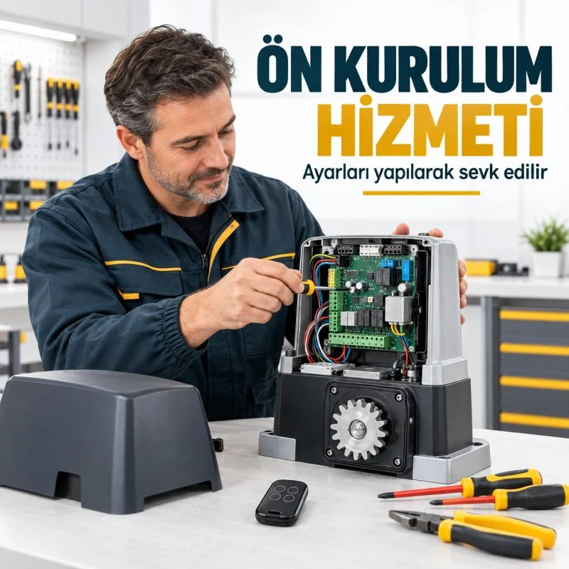 Ön Kurulum Hizmeti – kapı motorunu hazırlayan teknik eleman